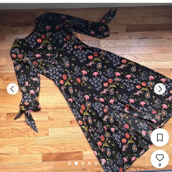 NEON ROSE FLORAL MIDI DRESS NWT - Picture 3 of 5